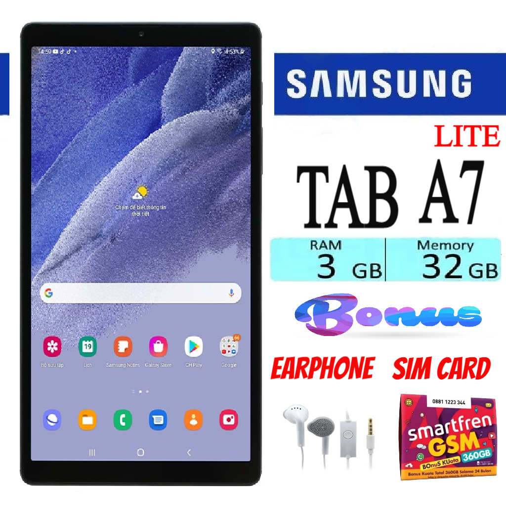 Mega Sale !!! SAMSUNG GALAXY TAB A7 LITE RAM 3/32 GB Fullshet - Like New Harga 1,850,000 rupiah*Gratis Ongkir