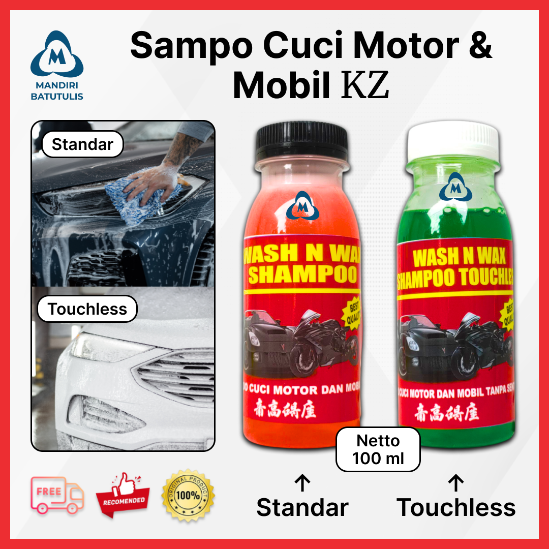 KZ wash & wax motorcycle and car wash shampoo 100ml Vehicle Wash shampoo concentrate detailing formula (standard/touchless) Harga 4,000 rupiah*Gratis Ongkir