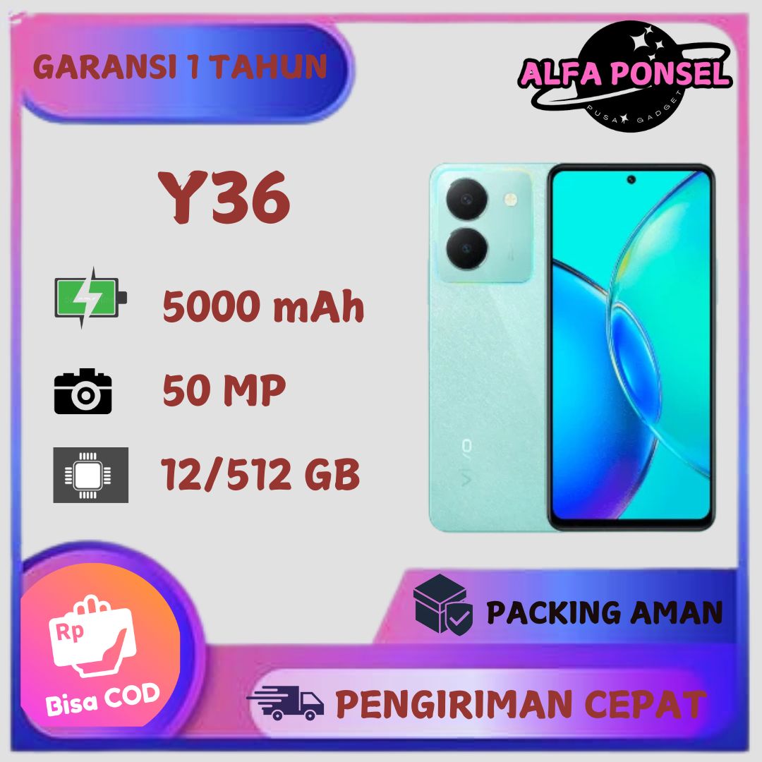 Hp Smartphone Y36 Ram 8 Rom 512Gb Bonus Smartwatch Fullset 1 Year Warranty Harga  1,299,000 rupiah*Gratis Ongkir