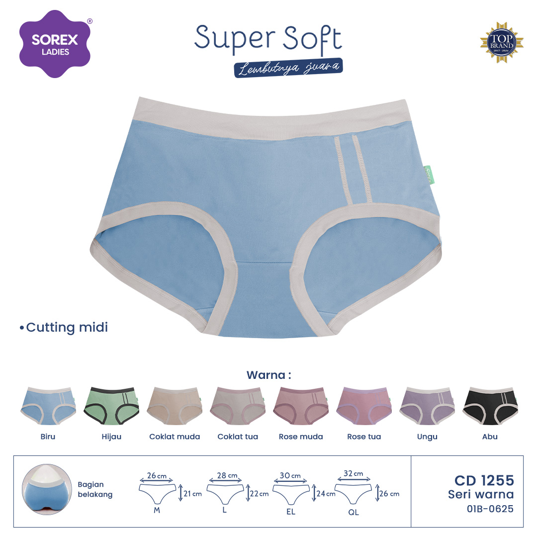Sorex Super Soft Women's Underwear Cool Comfortable Basic Midi Cd 1255 Harga 22,087 rupiah*Gratis Ongkir