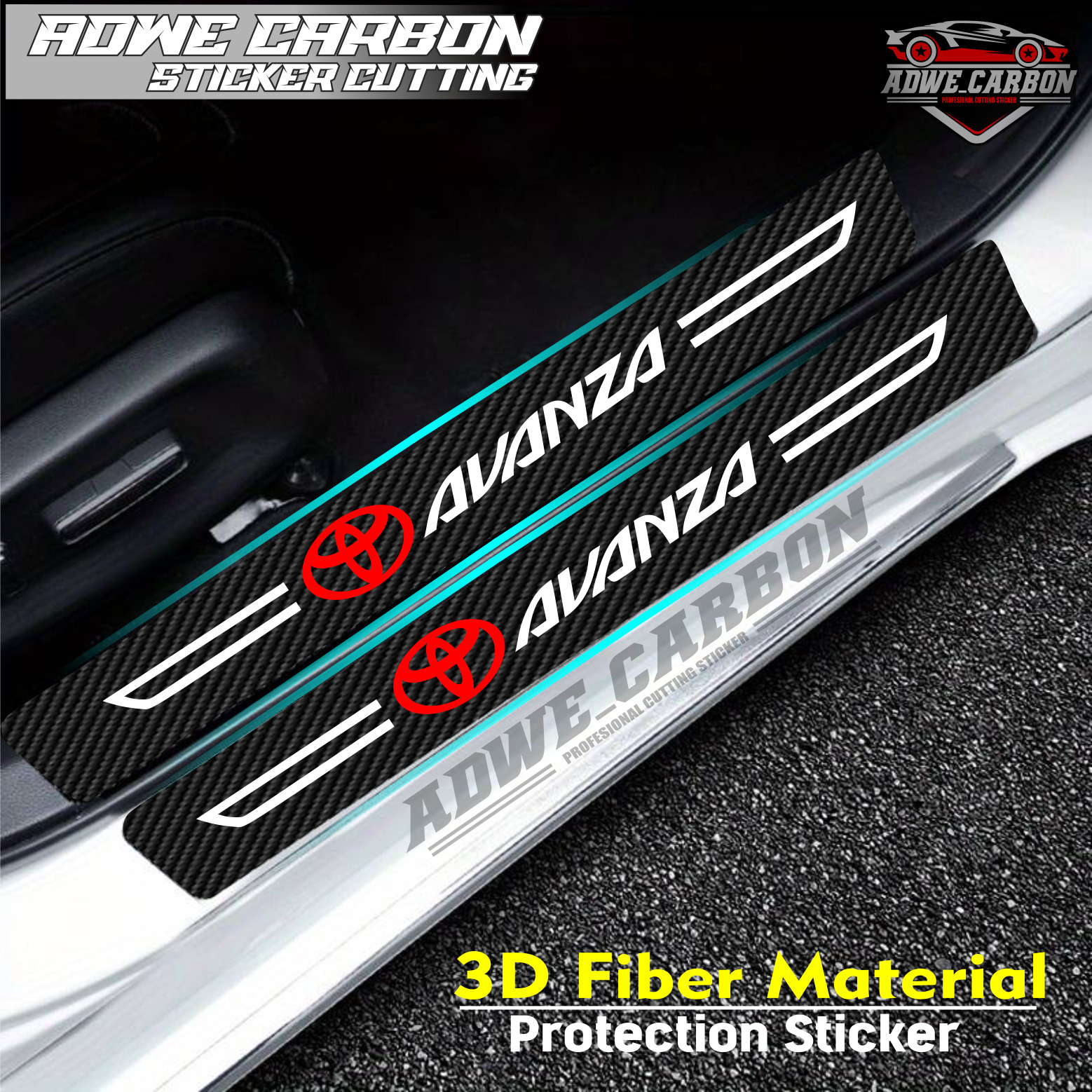 5pcs stiker carbon mobil toyota avanza stiker karbon 3D pelindung pintu mobil dari pijakan kaki Harga 30,000 rupiah*Gratis Ongkir