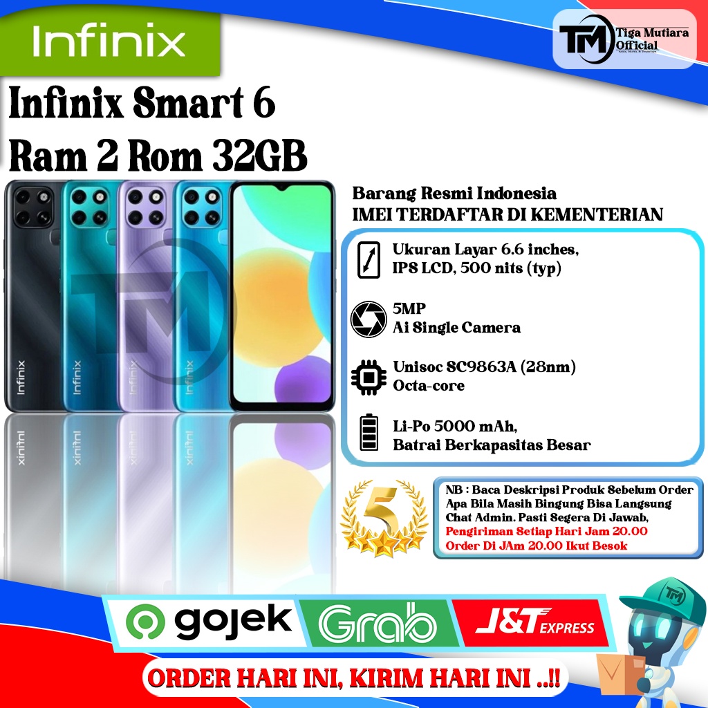 Infinix Smart 6 Ram 2 Rom 32GB Harga  800,000 Ringgit*Penghantaran Percuma