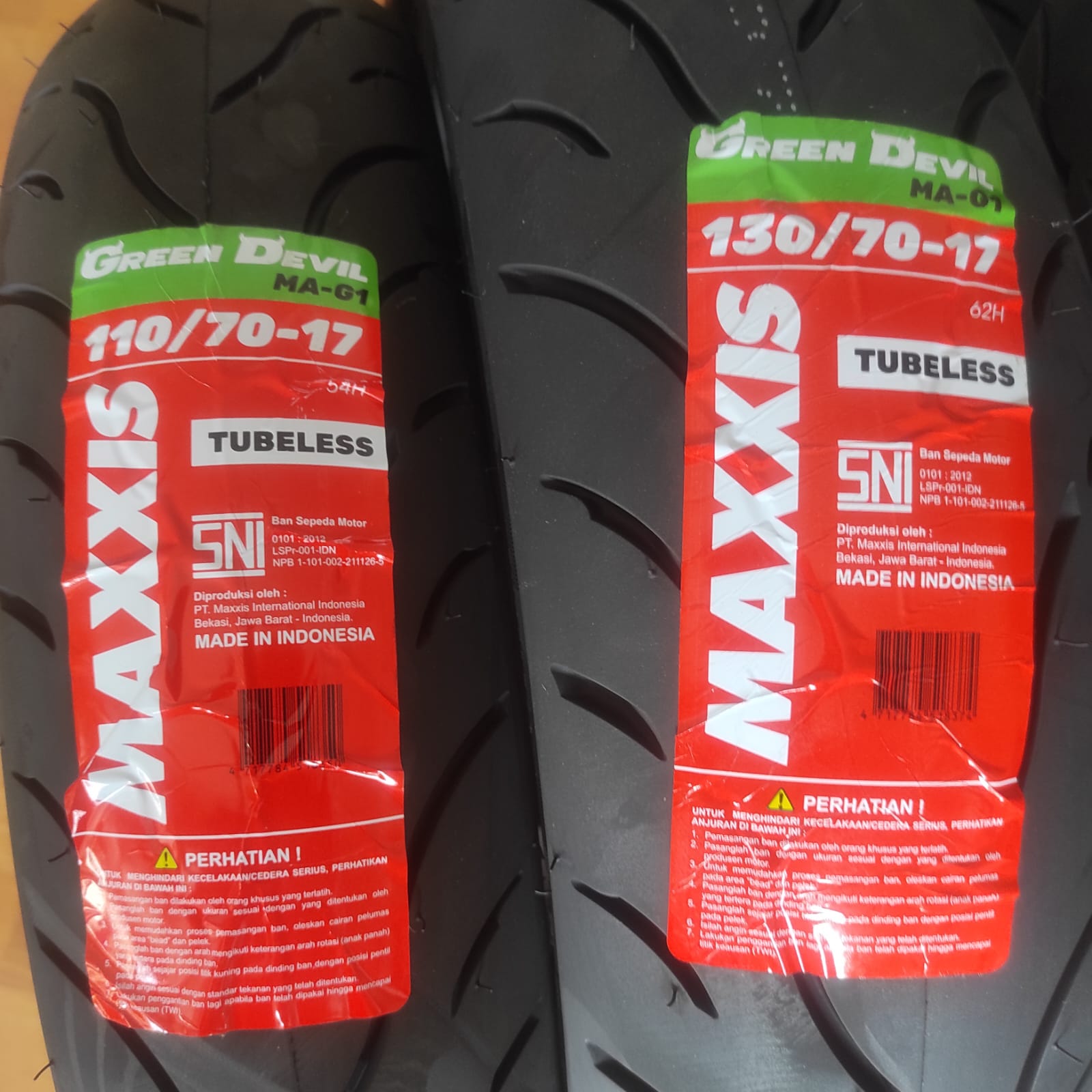 Ban Set Supermoto Maxxis Green Devil MA-G1 130/70-17 110/70-17 Harga 1,172,000 rupiah*Gratis Ongkir