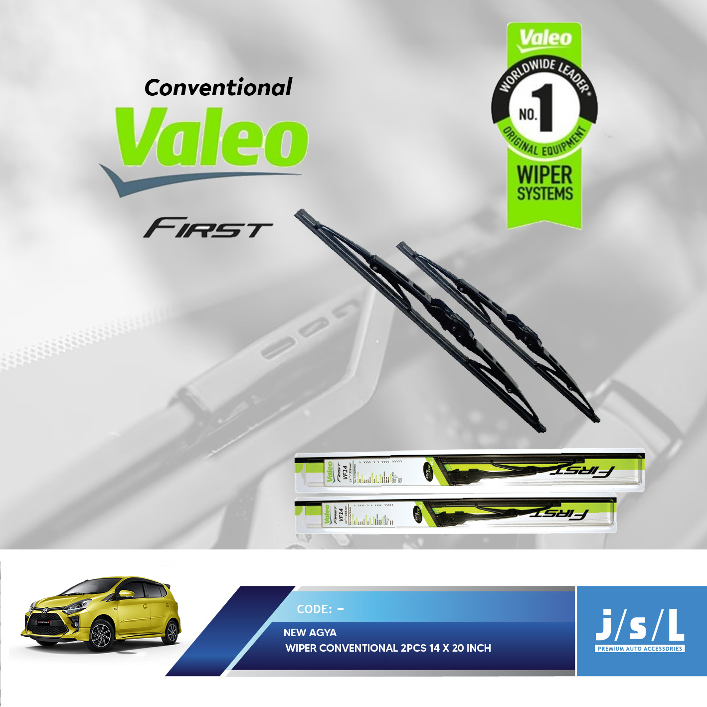 Wiper Mobil Valeo Conventional Blade Toyota New Agya 2 Pcs Harga 68,900 rupiah*Gratis Ongkir