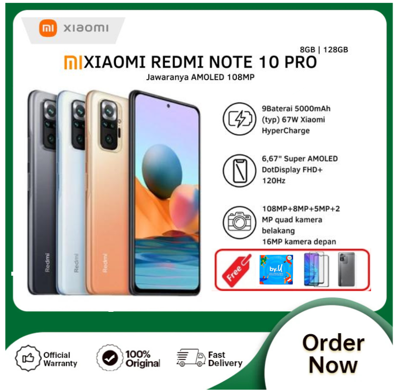 Xiaomi Redmi Note 10 Pro 4/64 Gb, 6/128 Gb, 8/128 Gb Qualcomm Snapdragon 732g - Harga 1,835,200 rupiah*Gratis Ongkir