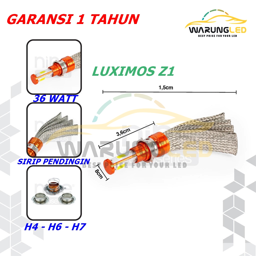 Led Lights for Nine Luximos Led Z1 36 Watt Motorcycle Motorcycle Lights Cooling Fins 3000 - 5000 Lumens Ac Dc H6 H4 H7 1 Year Warranty Harga 84,900 rupiah*Gratis Ongkir