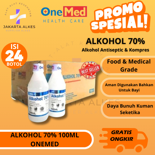 Antiseptic Alcohol Alcohol 70% 100ml Onemed Antiseptic Contents 24 Bottles - Merek Onemed Harga 96,926 rupiah*Gratis Ongkir