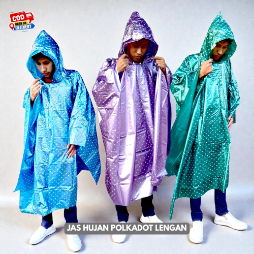 New Waterproof Sleeveless Bat Style Polka Dots Raincoat Harga 27,620 rupiah*Gratis Ongkir