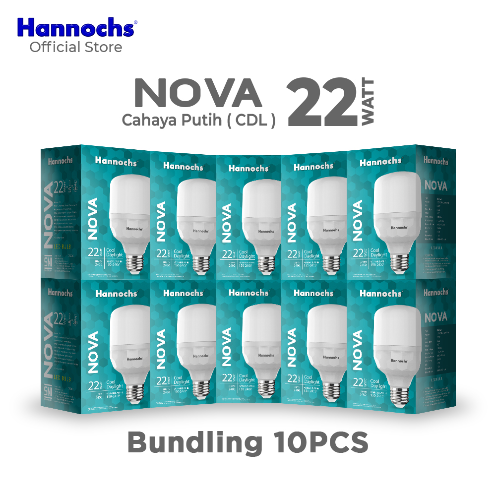 Hannochs Nova Led Bulb 22W White Light Package Contains 10 Pcs Harga 288,600 rupiah*Gratis Ongkir