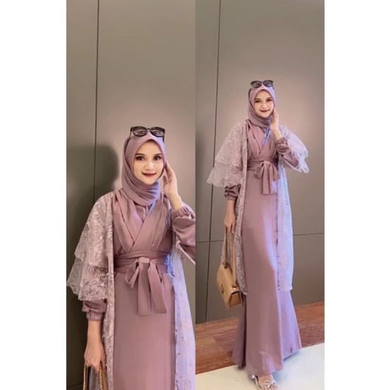 Rayya Dress Brokat Modern Gaun Wanita Seragam Bridesmaid Kondangan