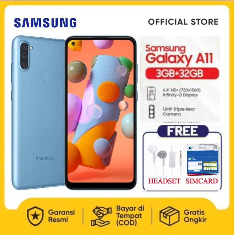 Samsung A11 3/32 GB Galaxy Smartphone RAM 3 ROM 32 3/32GB - Murah Resmi Toko Harga 1,000,000 rupiah*Gratis Ongkir