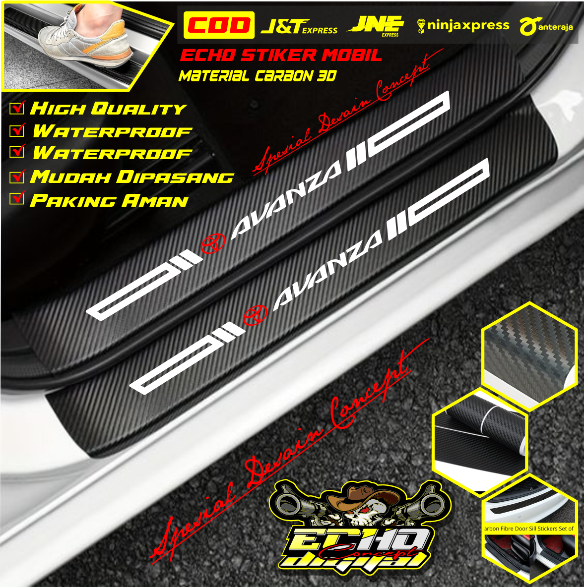 Sticker Pelindung Pinjakan kaki Pintu mobil Toyota Avanza Universal Harga 35,000 rupiah*Gratis Ongkir