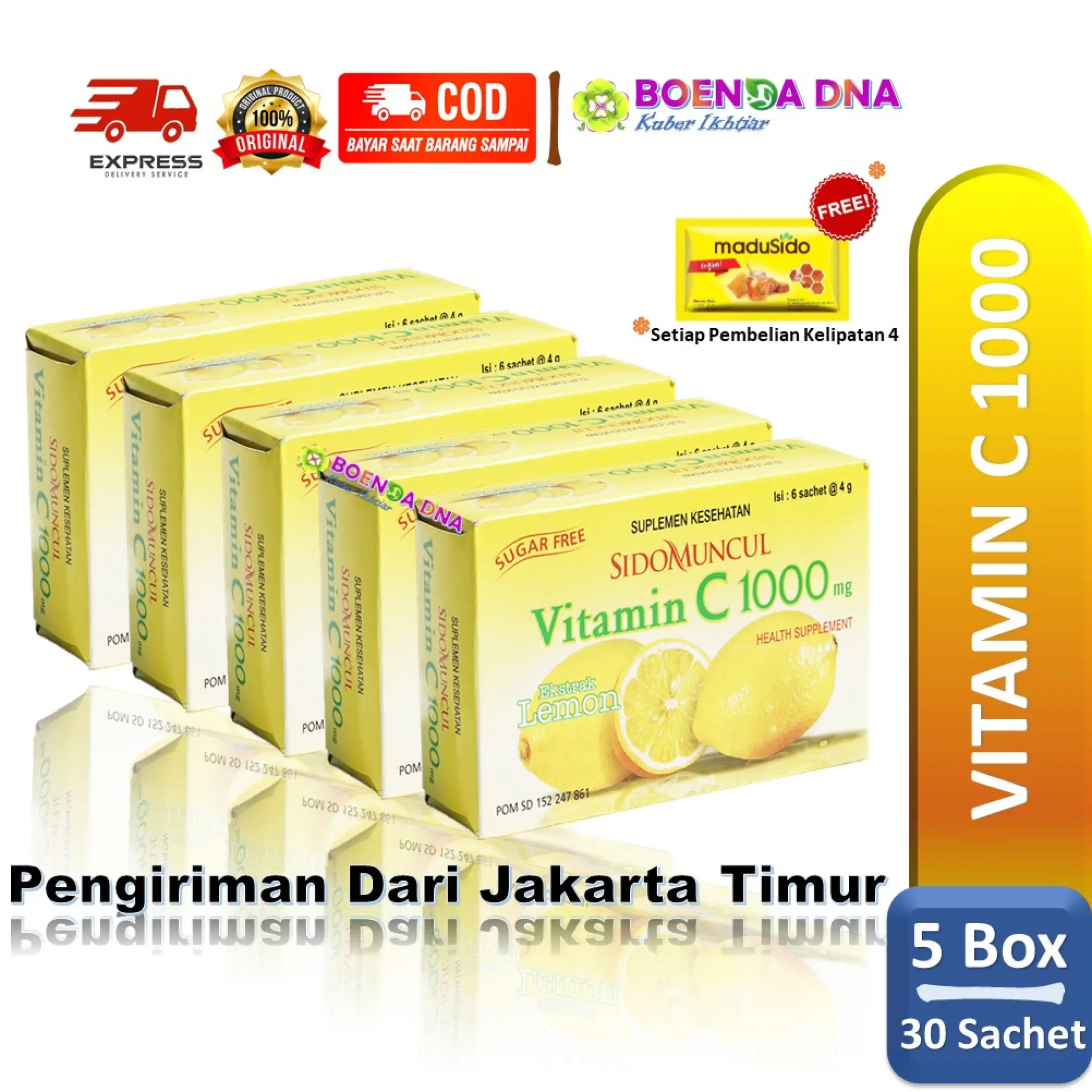 Cod 5 Box Vitamin C 1000 Lemon 30 Sachet Sidomuncul Terlaris Lazada Indonesia