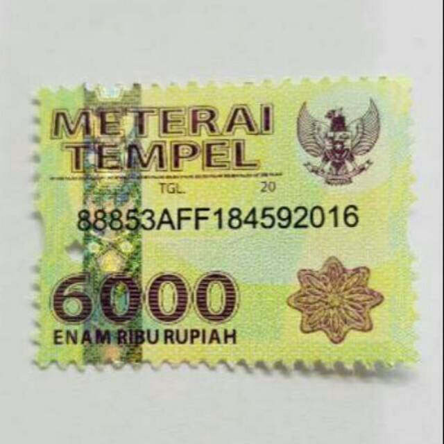 1 Pcs Materai Tempel 6000 Original Matrai 6 000 Tempel Original Pos Indonesia Per Lembar 6rb Bukan Prangko Bukan Matrai 3000 Bayar Ditempat Cod Toko Buibu Lazada Indonesia