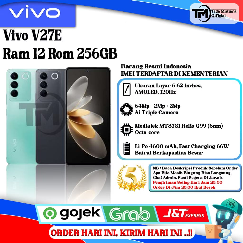 Vivo V27E Ram 12 Rom 256GB Harga  4,099,000 Ringgit*Penghantaran Percuma