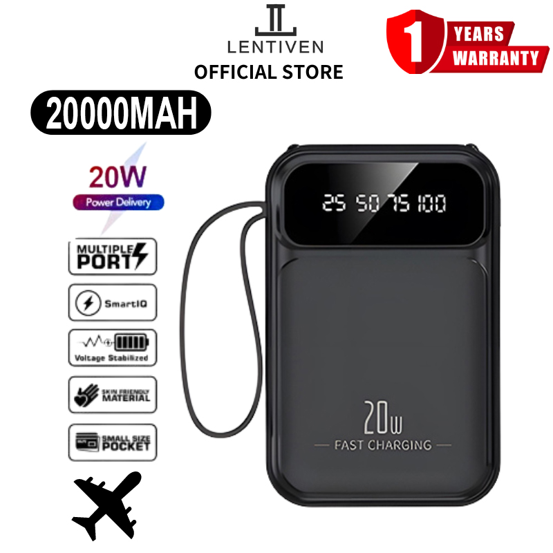 LENTIVEN Powerbank 20000mAh Mini With 4 USB Fast Charging B27
