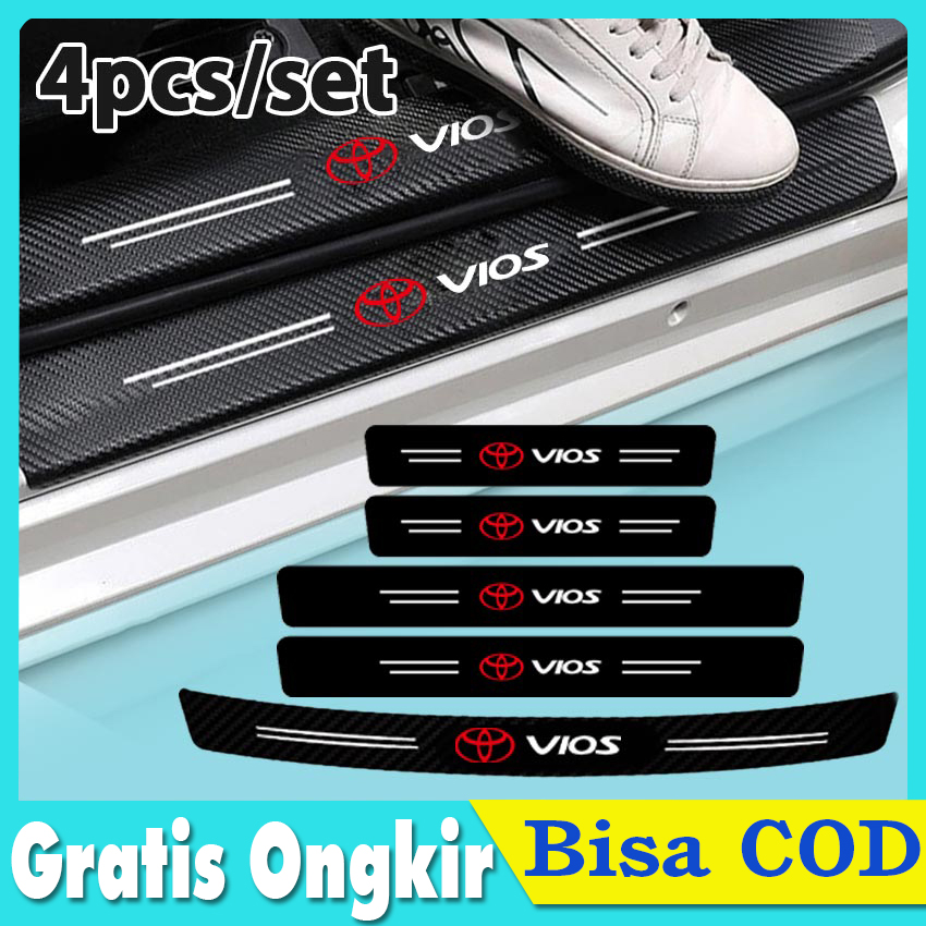 TOYOTA VIOS Carbon 3D Door Sill Plate Guard Pelindung Pijakan Injakan Kaki Pintu Mobil Set Harga 15,000 rupiah*Gratis Ongkir