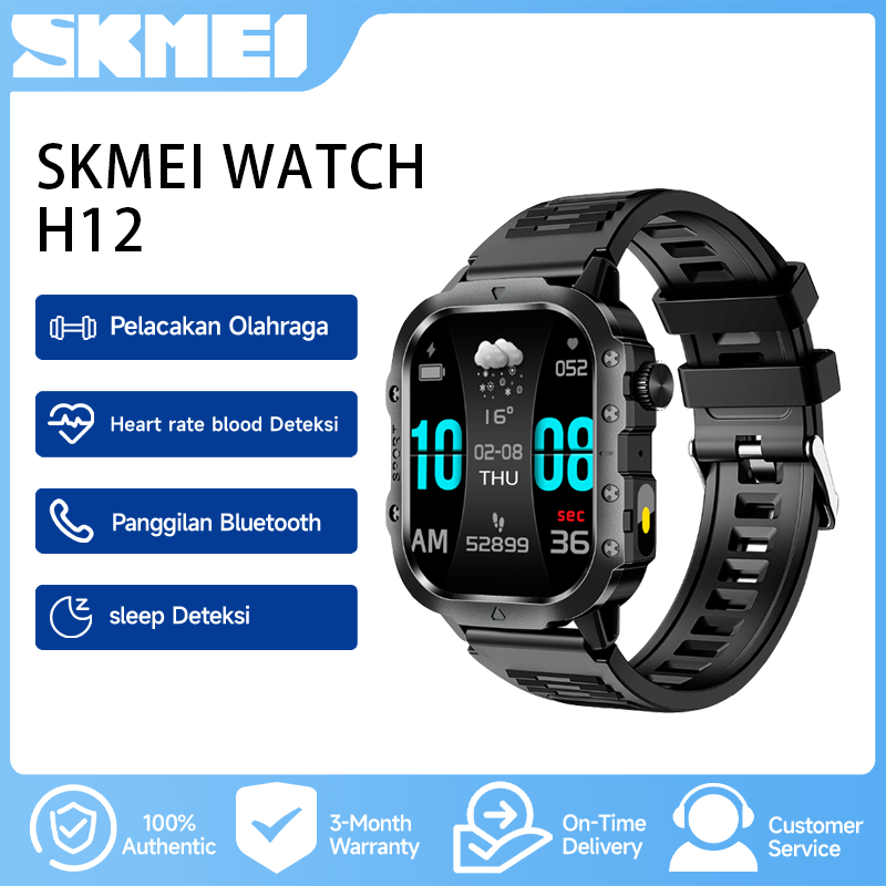 Skmei H12 new smartwatch 2,01 incritracker sport watch blood pressure oxygen detection Bluetooth phone - Merek SKMEI Harga 143,000 rupiah*Gratis Ongkir