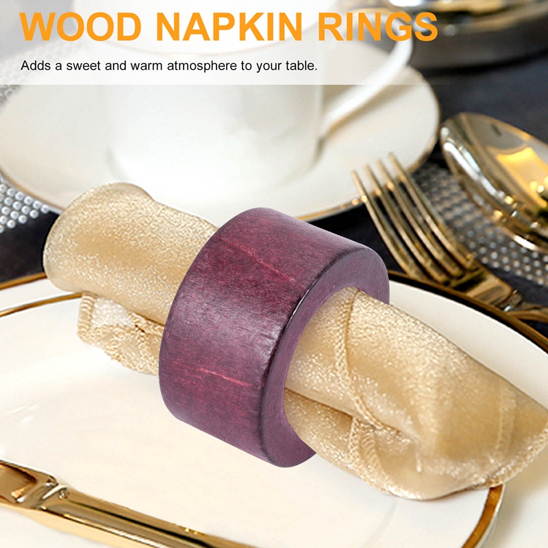 12 Pieces Wood Napkin Rings Dining Table Napkin Holder Decorative