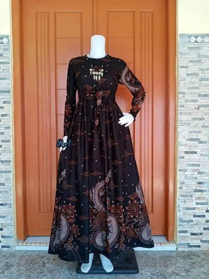 Gamis Terbaru 2021 Dress Gamis Viral Batik Modern Cod Gamis Kekinian Batik Mix Kain Velvet Pakaian Wanita Batik Soft Terkini Batik Primis Seragam