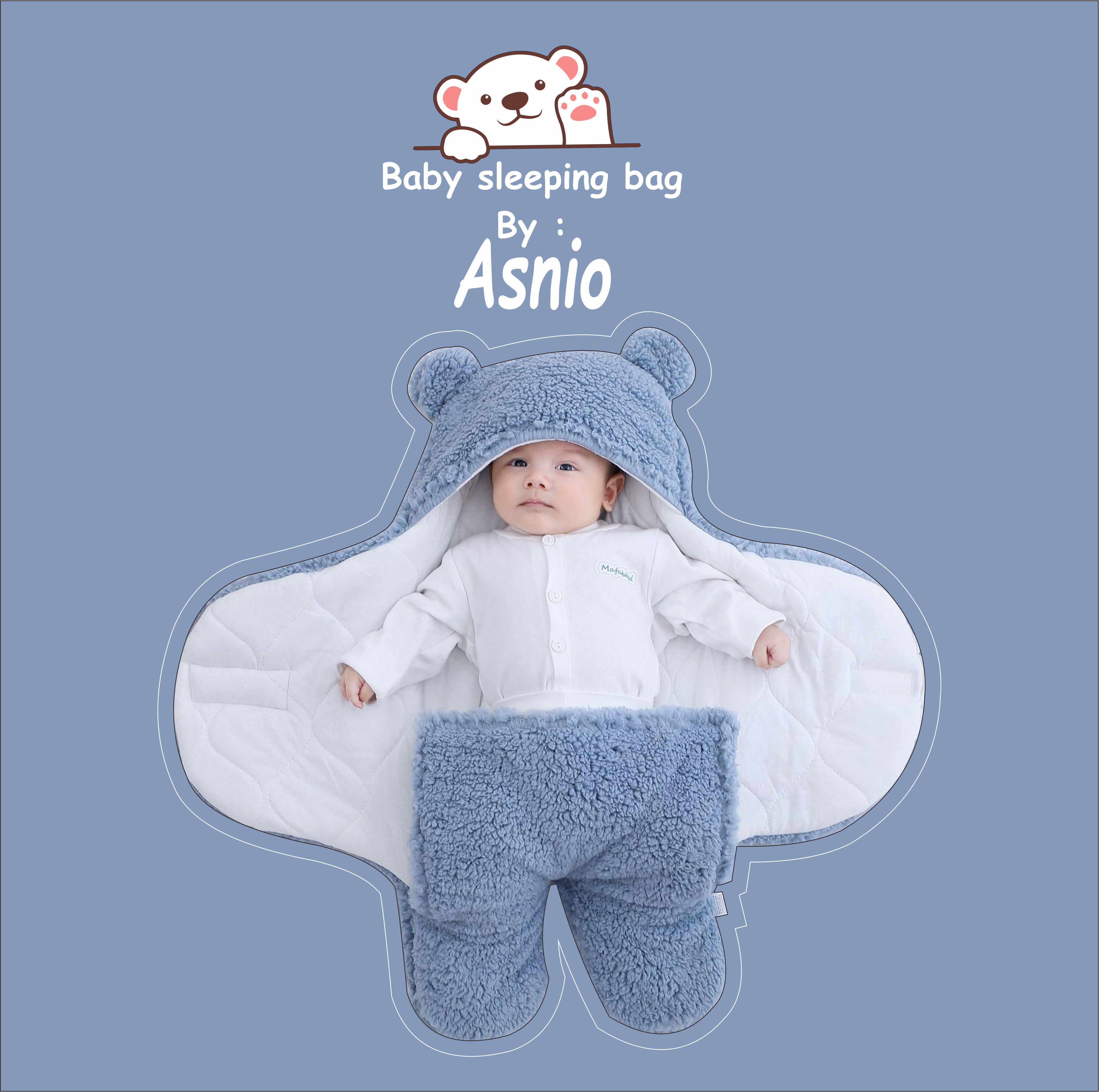Selimut bayi halus bedong instan bulu tebal halus karakter beruang umur 0 - 6 bulan