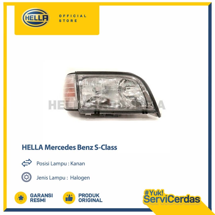 Headlamp Mobil Hella Mercedes Benz S-Class Kanan Halogen - Lampu Depan Harga 3,535,200 rupiah*Gratis Ongkir