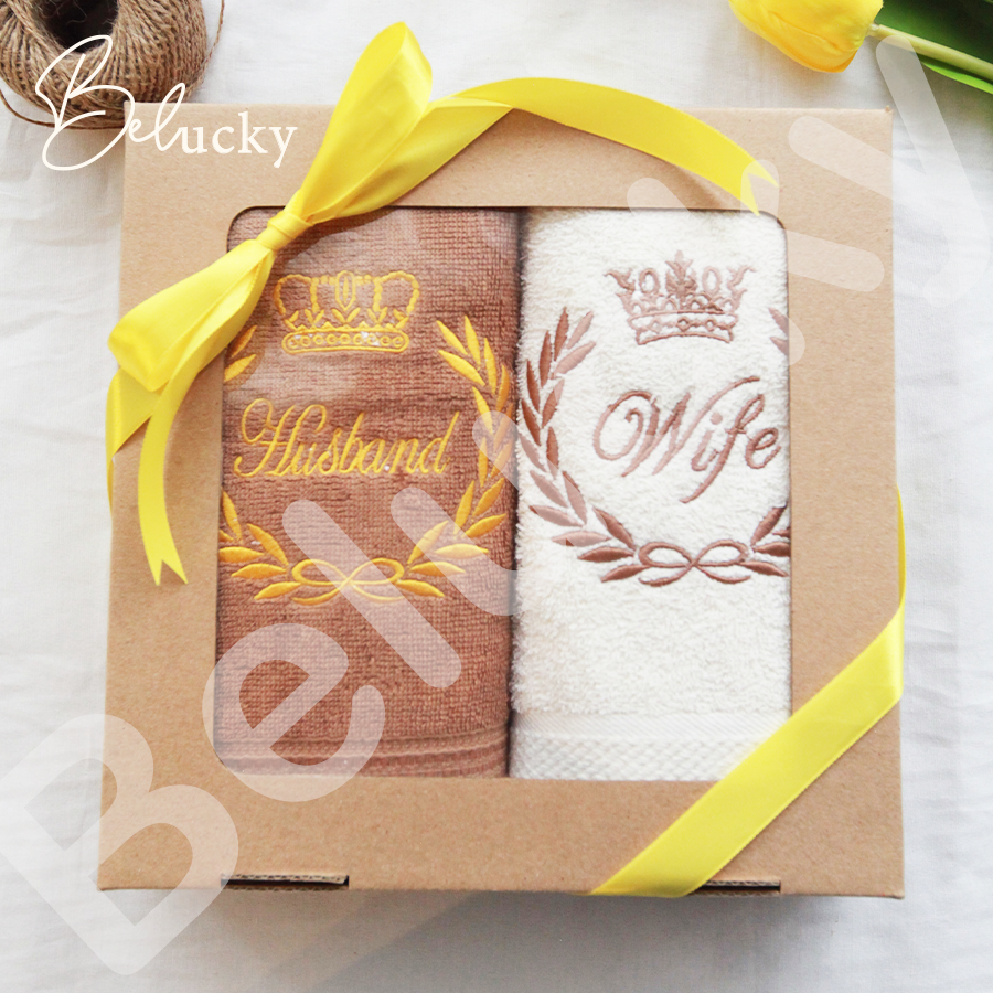 Towel ready embroidered premium hadiah pernikahan favors pernikahan hampers-Crown