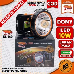 Senter Kepala Dony KL 169 KL-169 Hitam Manis 10 WATT 10W Jarak Jauh Hingga 500 Meter