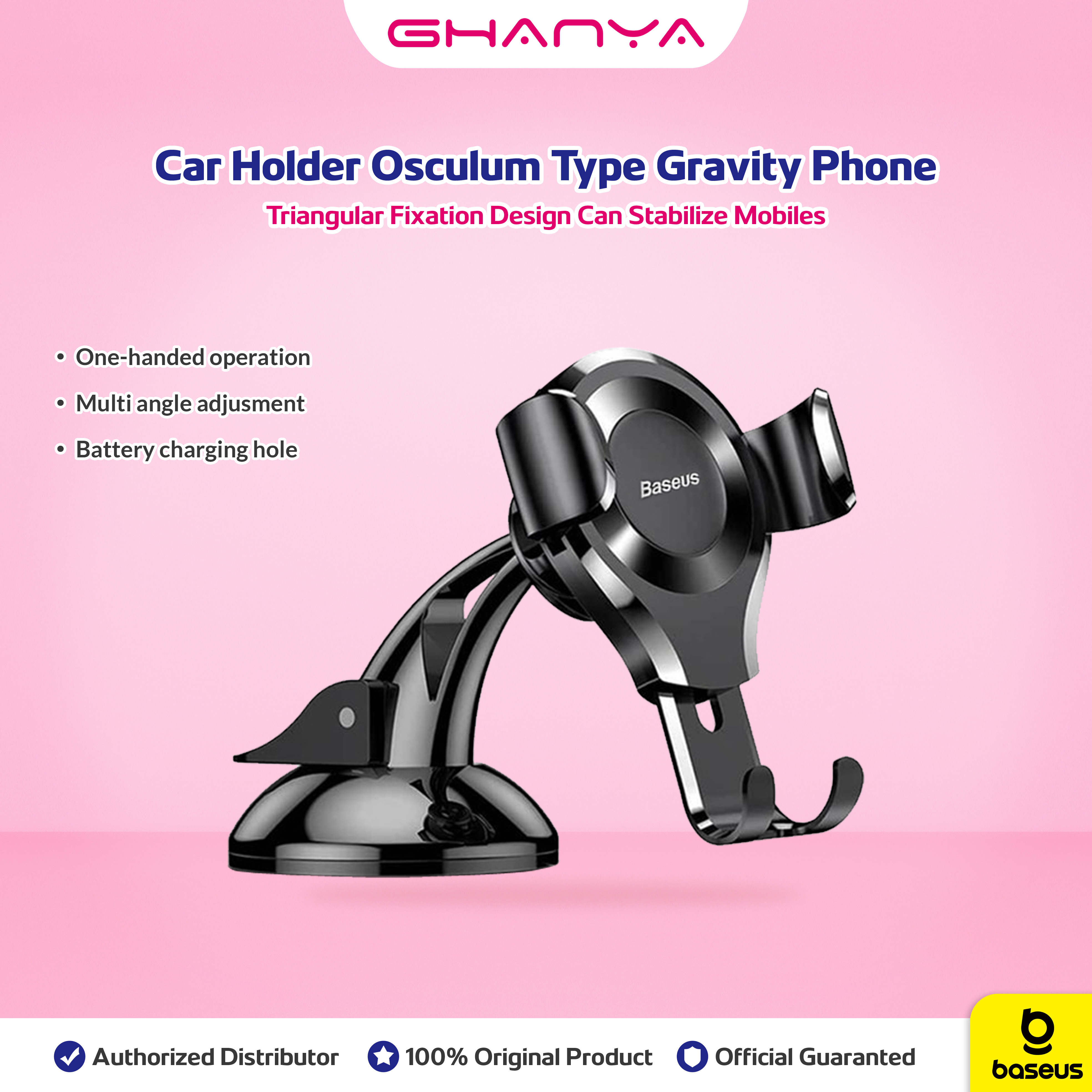 BASEUS ORIGINAL Car Holder Osculum Type Gravity Mobile Phone Mount Mobil Universal GPS Dashboard Ori Harga 89,000 rupiah*Gratis Ongkir