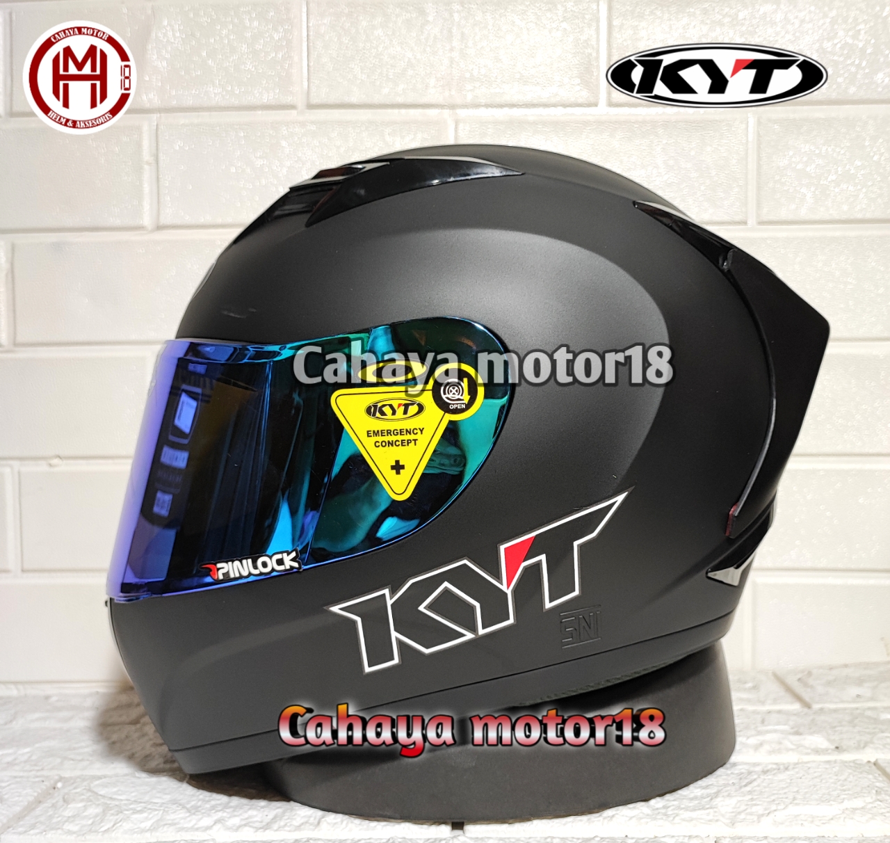 PAKET GANTENG HELM KYT R10 SOLID BLACK DOFT|POLOS|KYT ORIGINAL HITAM DOP Harga 550,000 Ringgit*Penghantaran Percuma