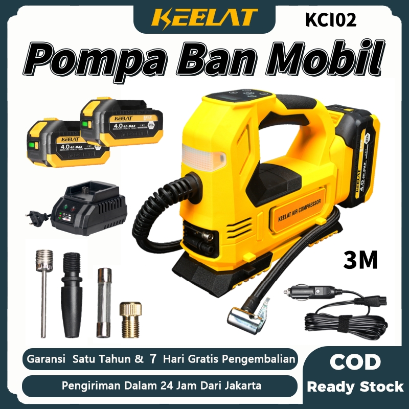 Keelat Kci02 Portable Inflator Car Motorcycle Tire Pump Basketball Football Tire Air Compressor Rechargeable Battery Digital Lcd Display Harga 679,000 rupiah*Gratis Ongkir