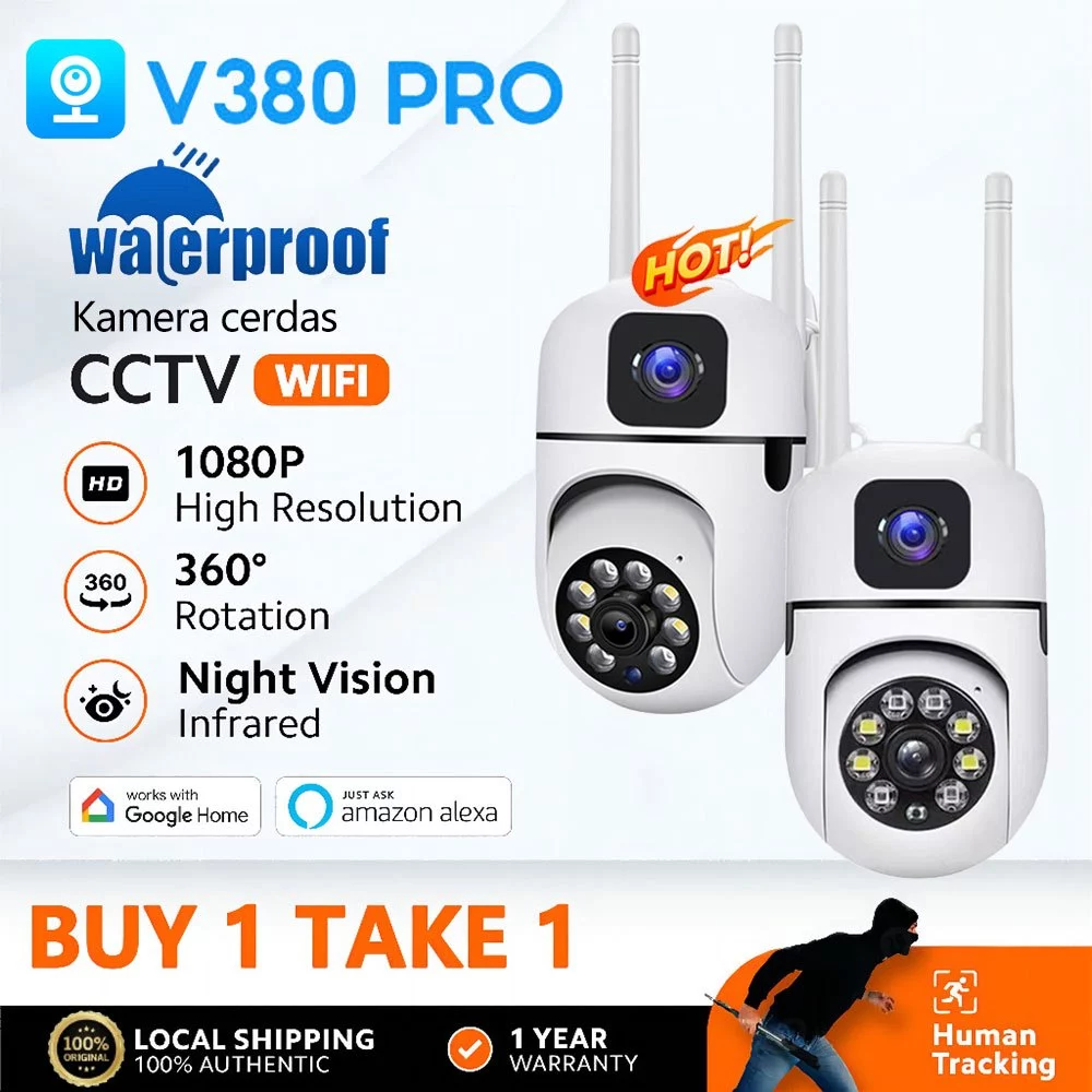 ✨ Buy 1 Get 1 Free 💥 Cctv Camera V380 Pro Dual Lens Outdoor Wifi Camera Outdoor Waterproof 360 Degree Dual Lens Camera Connect Cell Phone Remotely Harga 95,880 rupiah*Gratis Ongkir