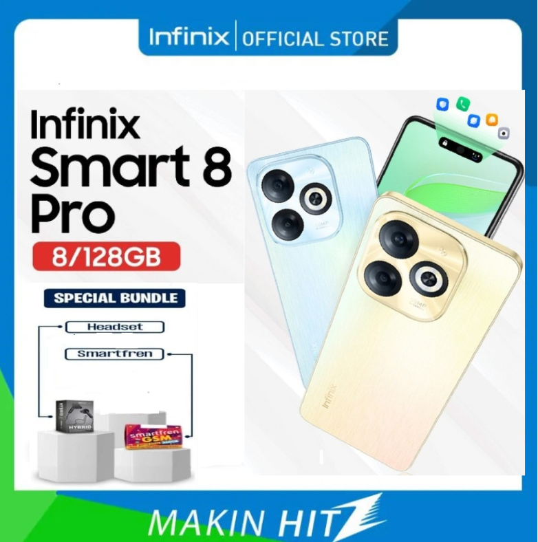 Infinix Smart 8 Pro 8/128 RAM 8GB ROM 128GB Smart8 - Chipset Mediatek Helio G36 Harga  1,320,000 Ringgit*Penghantaran Percuma