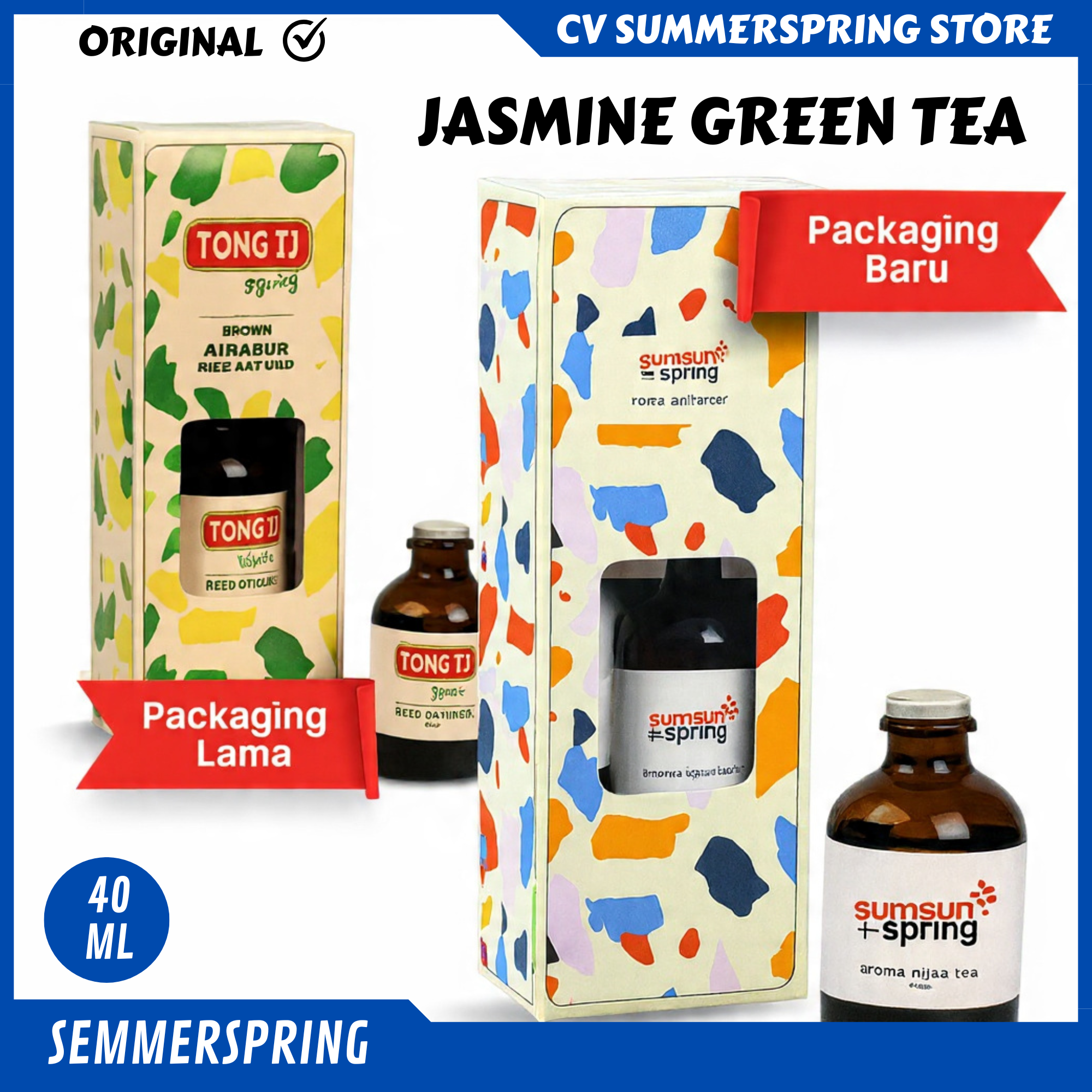 JASMINE GREEN TEA Reed Diffuser Summerspring Pengharum Ruangan Aromaterapi 40ml - aromaterapi Pewangi…