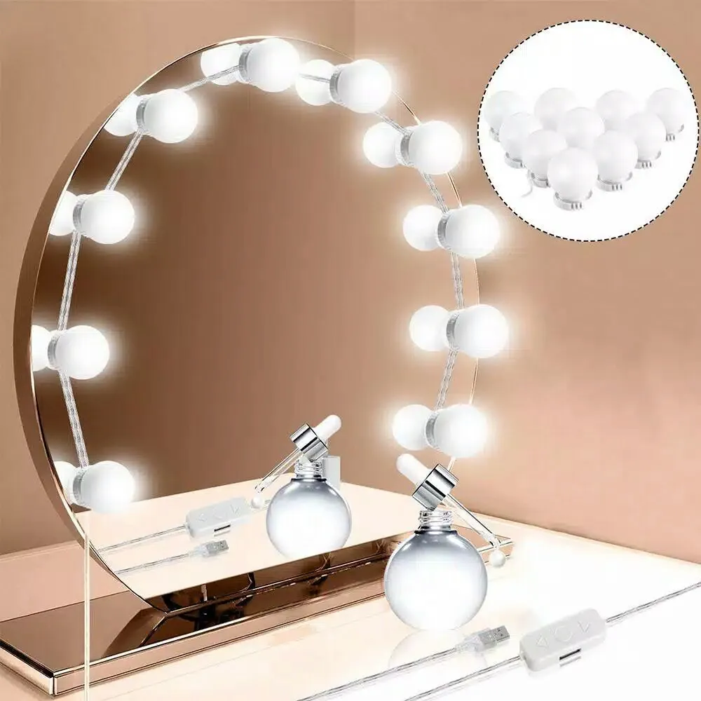 Sale Lampu Bola Kaca Rias Vanity 10bulb Led Makeup Mirror Lights Youtubers Tiktok Dimmable Bulb Warm Cold Light String 10 Bulbs Lazada Indonesia