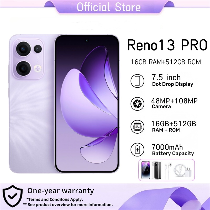 [Ready stock cod] new original HP Reno13 pro Galaxy 16GB + 512GB 7,5 inch 6800mAh student learning smartphone Android gaming smartphone official sale authentic low price smartphone best Selling Harga 949,000 rupiah*Gratis Ongkir