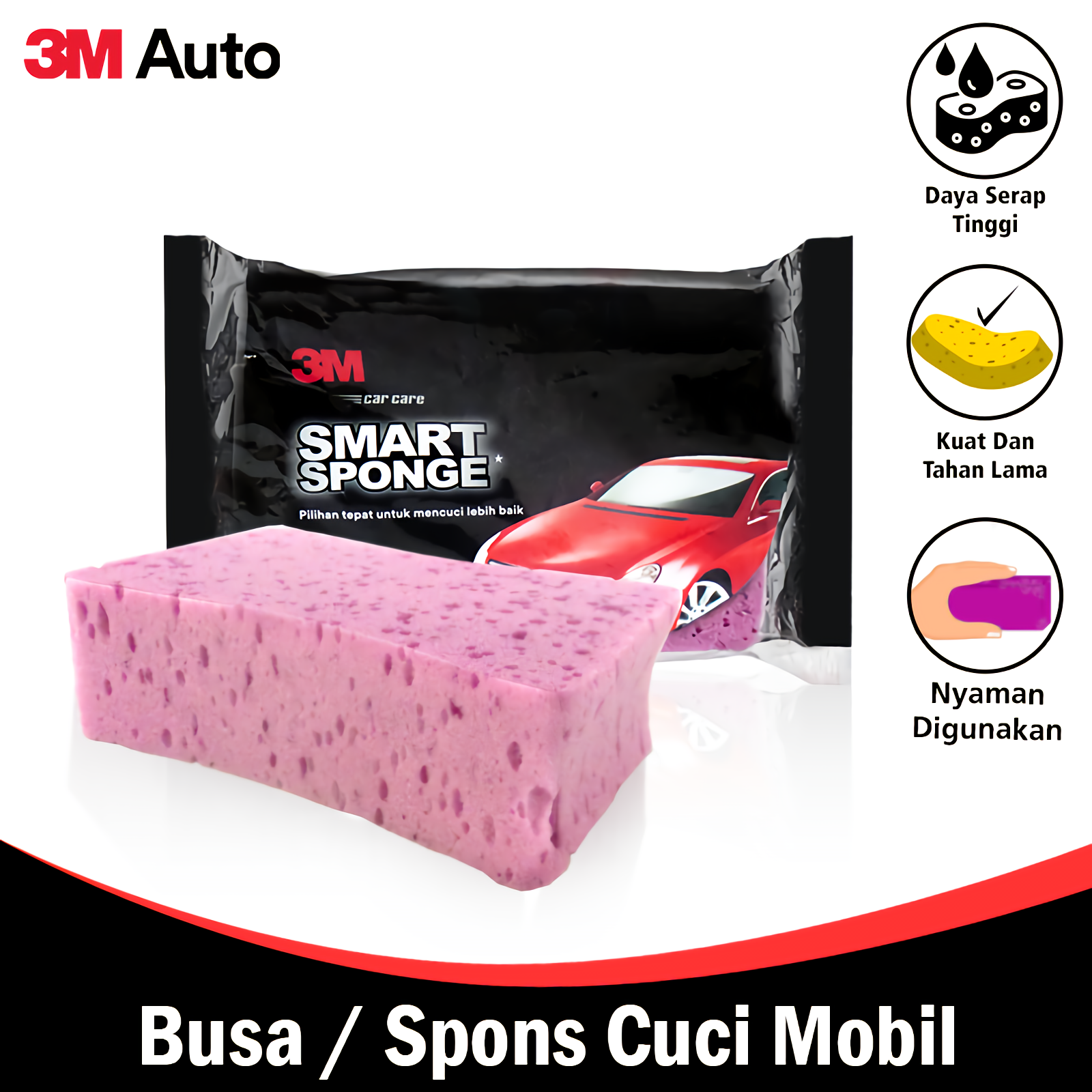 3M Auto Spons / Busa Cuci Mobil 15 x 10 CM Bersih Maksimal Smart Sponge Car Wash 3M-PN-C01 Harga 18,203 rupiah*Gratis Ongkir
