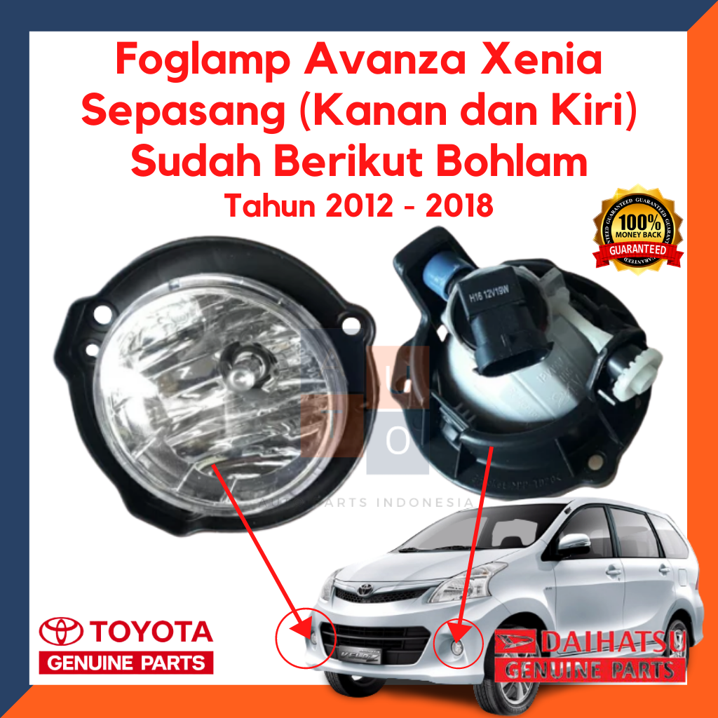 Foglamp Avanza Xenia/ Lampu Kabut Avanza Xenia 1 set (Kanan dan Kiri) Berikut Bohlam Tahun 2012 - 2018 Harga 287,900 rupiah*Gratis Ongkir