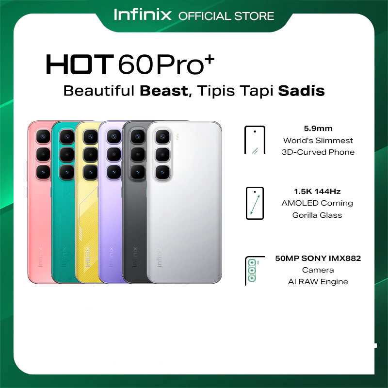 Infinix Hot 60 Pro + 8/128GB RAM & 8/256 (official warranty) Giá 2,550,000 Đồng*Miễn phí vận chuyển