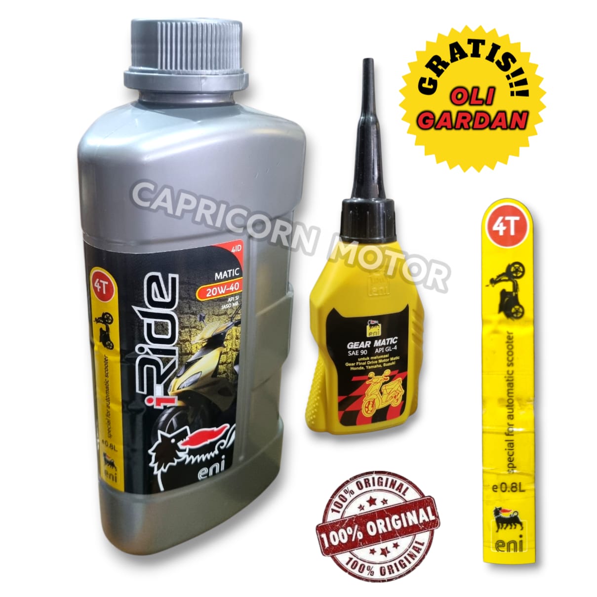 Eni i-Ride MATIC iRide SAE 20W 40 API SJ Jaso MB motor oil Matic 800ml Harga 53,000 rupiah*Gratis Ongkir