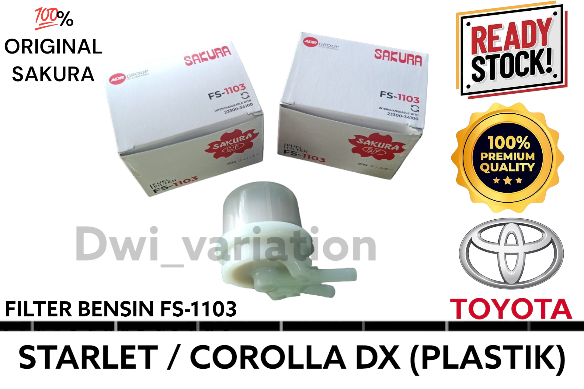 FILTER BENSIN TOYOTA STARLET / COROLLA DX (PLASTIK) ORIGINAL PRODUK SAKURA FS 1103 Harga 30,000 rupiah*Gratis Ongkir