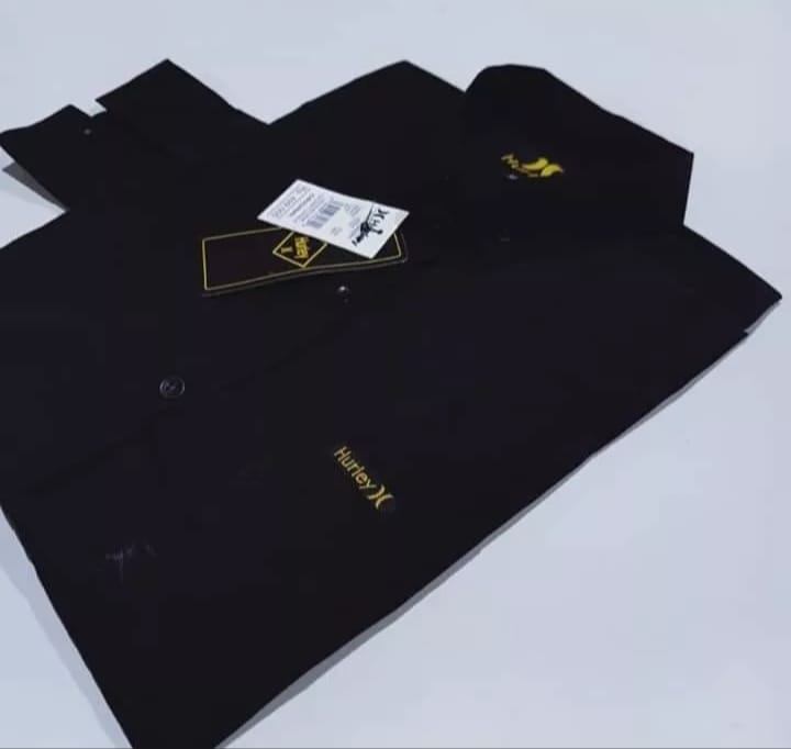 Adult Men's Shirt, Plain Black, Long Sleeves, Quality Oxpord Cotton Material