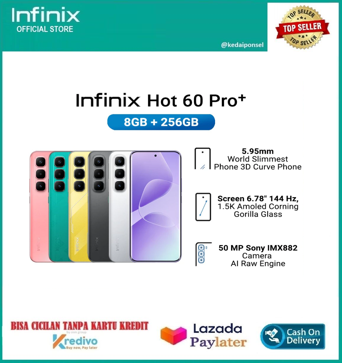 Infinix Hot 60 Pro+ [8GB + 128GB/256GB] | HP Murah, Bisa Cicilan tanpa kartu Kredit, Garansi Resmi, Bisa COD Harga  2,565,000 Ringgit*Penghantaran Percuma