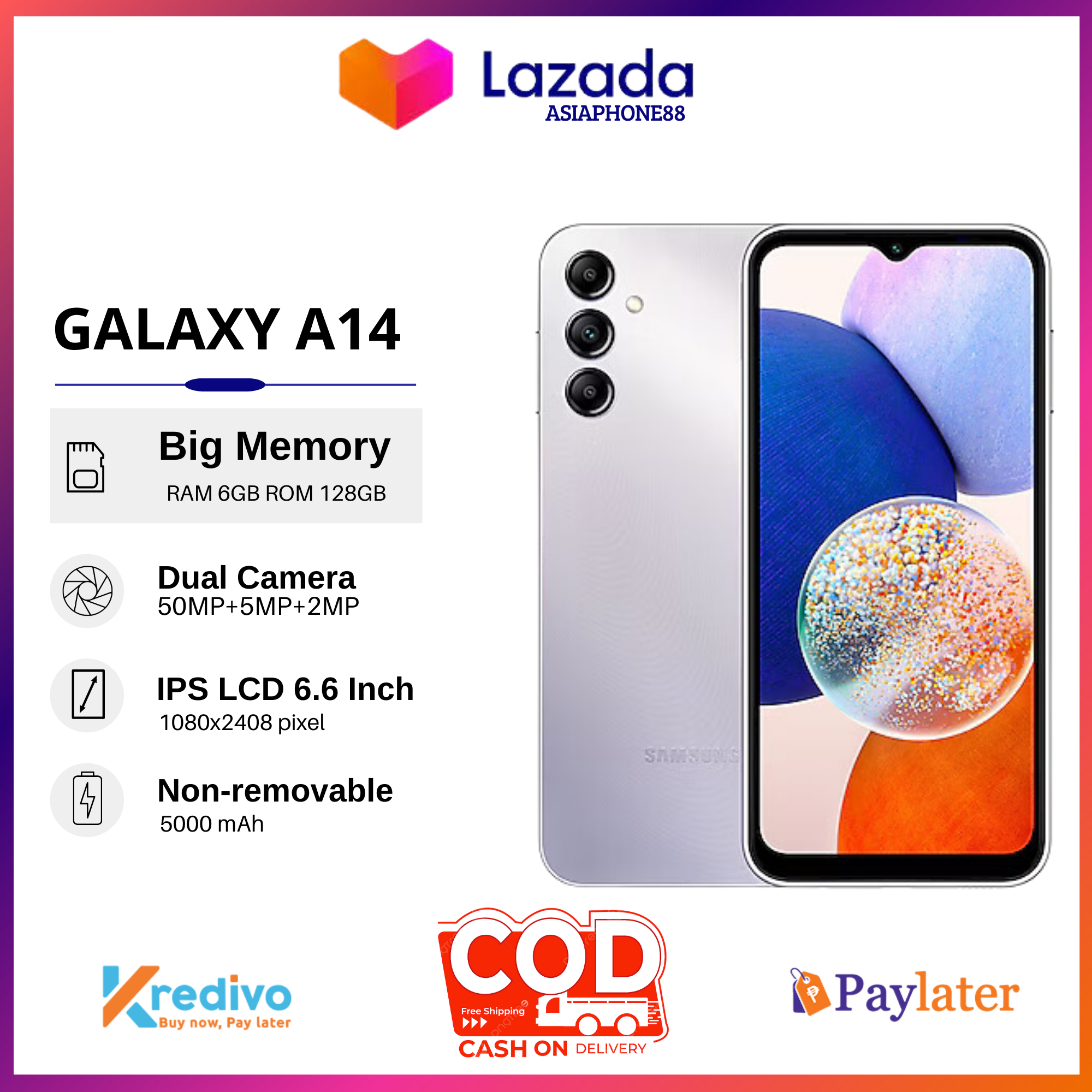 Samsung A14 LTE Android 13, One UI Core 5 Helio G80 - Garansi Resmi Harga  1,029,000 Ringgit*Penghantaran Percuma