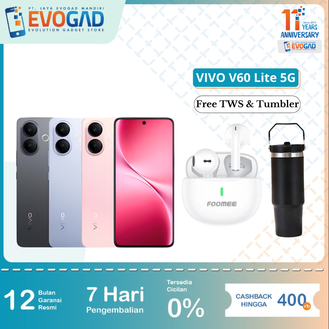 Vivo V60 Lite 5g 8/256Gb, 12/512Gb Mediatek Dimensity 7300, Super Amoled 120Hz - Official Vivo Indonesia Warranty 1 Year Harga  4,500,000 Ringgit*Penghantaran Percuma