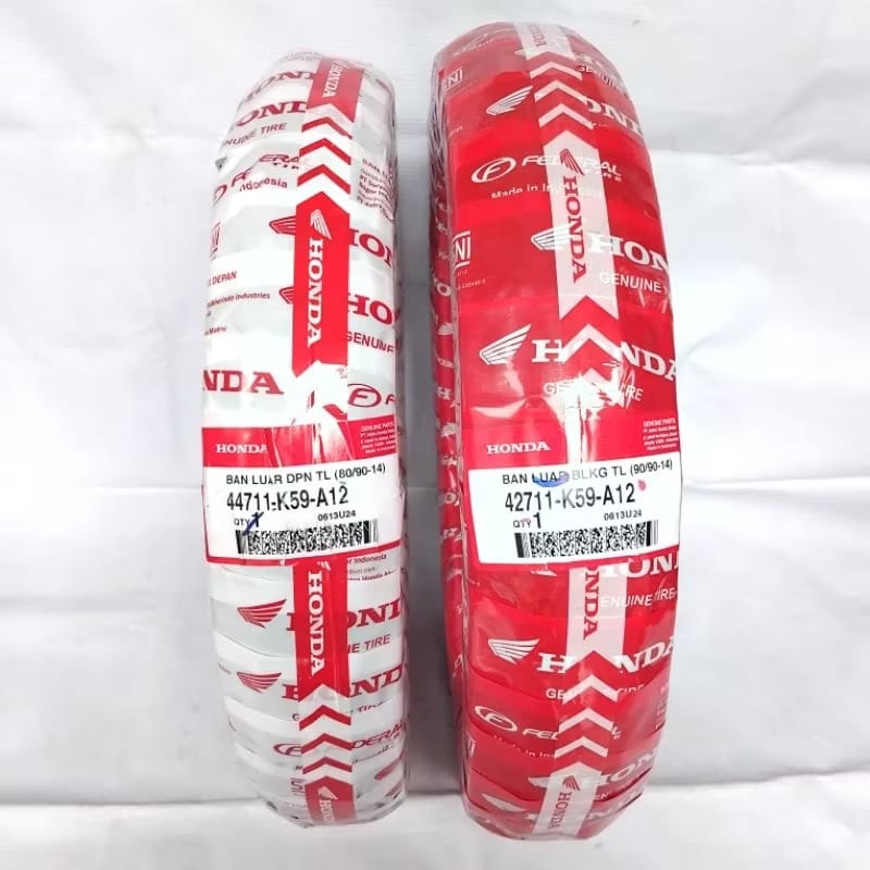 Original beat Vario spacy tire front rear tubeless K59-A12 AHM original 80/90-14 90/90-14 Federal Harga 487,079 rupiah*Gratis Ongkir