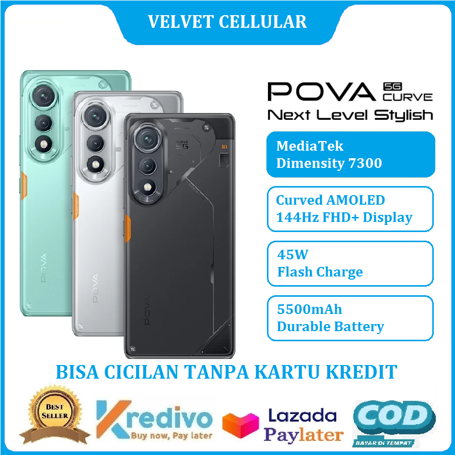 Tecno Pova curve 5G RAM [8GB/256GB] 5500mmah + bypass charging 2.0, mediaTek d7300 ultimate 5G-installment available without credit card-cheap mobile phone-1 year official warranty (kredivo, Laz pay later, cod, original) Giá 3,044,200 Đồng*Miễn phí vận chuyển