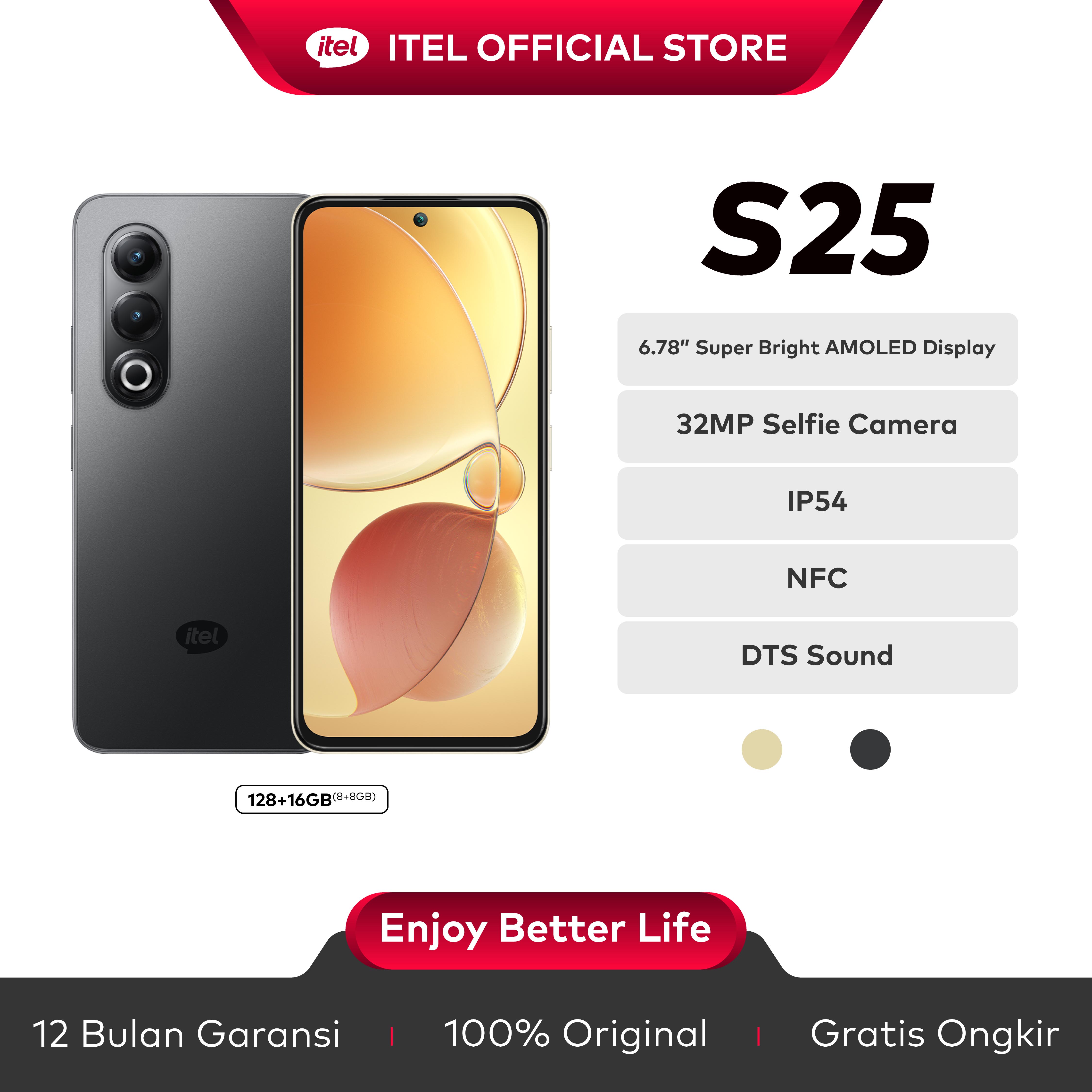 [New] itel S25 RAM 8+8/128GB - 6.78"FHD Amoled 120hz - Super Bright Display 1800 nits- 32MP Selfie Cam - Unisoc T620 - Rear Cam 50MP - NFC - IP54 - DTS Sound Harga 1,929,000 rupiah*Gratis Ongkir