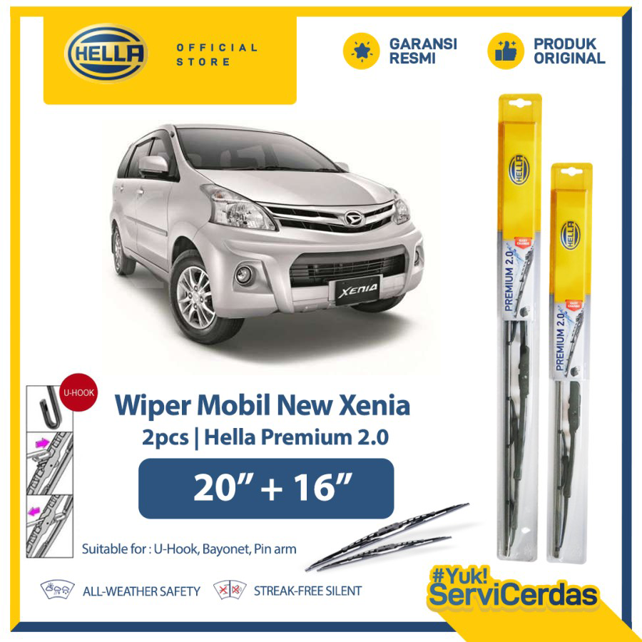 Wiper Mobil DAIHATSU Xenia NEW 20" + 16" (2pcs) - HELLA Premium 2.0 Harga 79,680 rupiah*Gratis Ongkir