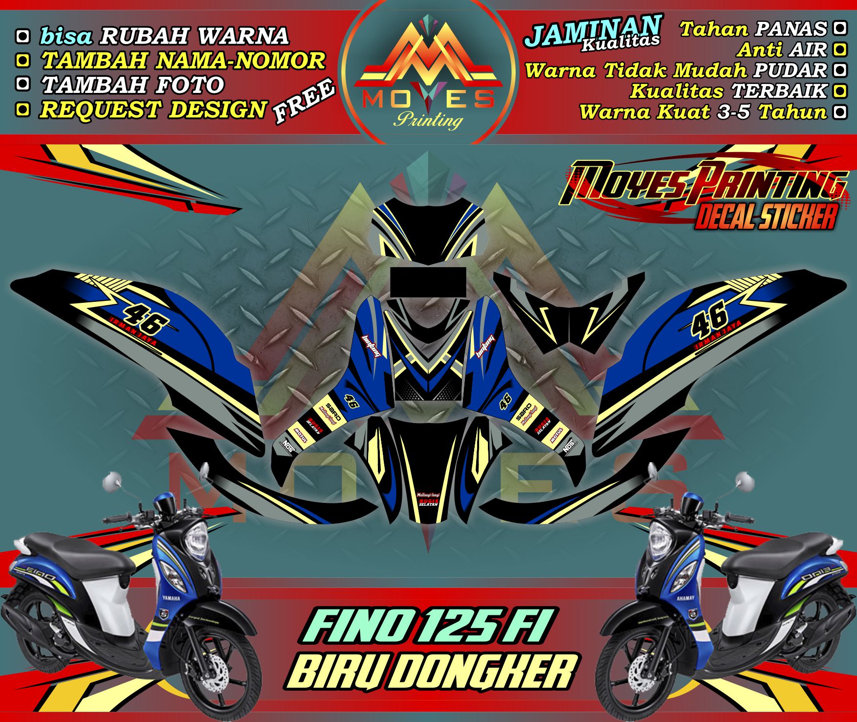 Sticker Motor Yamaha Fino 125 Fi Decal Stiker Yamaha Fino Fi 125 Grande Biru Dongker Lazada Indonesia